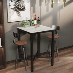Industrial Tall Square Table Metal Dining Table Kitchen Cafe Bistro Furniture - thumbnail 4