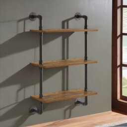 Rafaelo Mobilia Industrial Pipe Wall-Mounted 3 Tier Floating Shelves - thumbnail 2