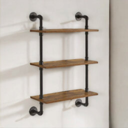 Rafaelo Mobilia Industrial Pipe Wall-Mounted 3 Tier Floating Shelves - thumbnail 3