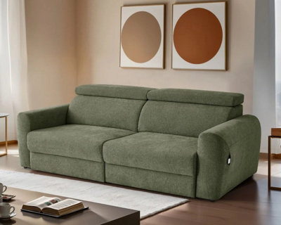 Stratus Interiors Dakota 3 Seater Electric Recliner Sofa Bed - Power Reclining Couch - Green - image 1