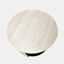 Ohs Two-Layer Round Side End Table Engineered Wood Nightstand - Travertine - thumbnail 4
