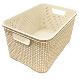 Storm Trading Group Cream 5 Drawer Stylish Rattan Effect Storage Tower Commode Baskets For Home & Office - thumbnail 3