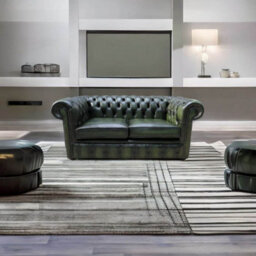 Chesterfield 2 Seater Antique Green Leather Tufted Buttoned Sofa Settee In Classic Style - thumbnail 2
