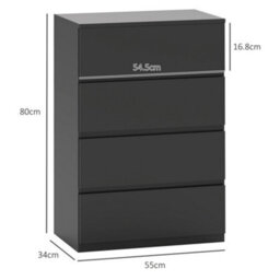 Homcom Bedroom Chest Of Drawers, 4 Drawers Dresser, Drawer Unit, Black - thumbnail 3