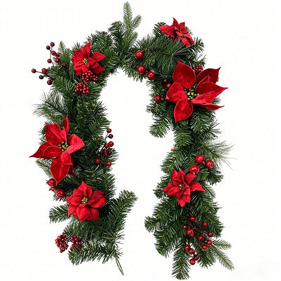 Swantex 1.5M Poinsettia Christmas Garland - Green