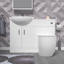 Nes Home White 1050mm Vanity Unit With Wc Unit & Round Back To Wall Toilet - thumbnail 2