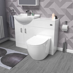 Nes Home White 1050mm Vanity Unit With Wc Unit & Round Back To Wall Toilet - thumbnail 1
