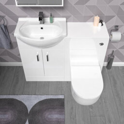Nes Home White 1050mm Vanity Unit With Wc Unit & Round Back To Wall Toilet - thumbnail 3