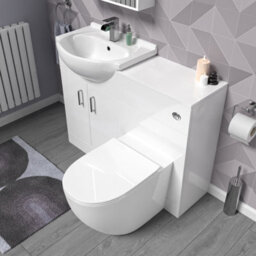 Nes Home White 1050mm Vanity Unit With Wc Unit & Round Back To Wall Toilet - thumbnail 5