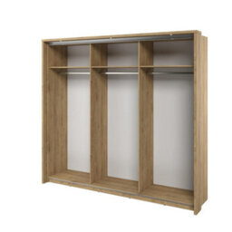 Arte Lux 27 - 3 Mirrored Sliding Door Wardrobe In Oak Shetland - W2400mm H2190mm D590mm, Sleek And Spacious - thumbnail 3