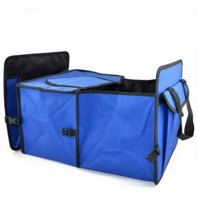 Accessotech Blue Car Boot Trunk Storage Organiser Heavy Duty Multi Compartment Tidy