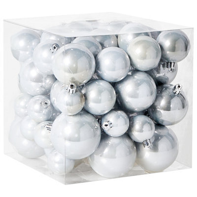 Beliani Set Of 60 Baubles Tinnsja Silver - image 1