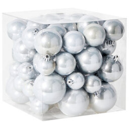 Beliani Set Of 60 Baubles Tinnsja Silver - thumbnail 1