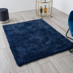 A.unique Home Rome Sparkle Shaggy Living Room Bedroom Rug 110Cm X 150Cm - Ultra-Soft 1050Gsm - 2.5Cm Low Pile Shaggy Rug - Navy - thumbnail 3