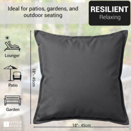 istyle mode 2 Pack Of Indoor & Outdoor Cushion, Waterproof, 45X45Cm (Dark Grey) - thumbnail 2