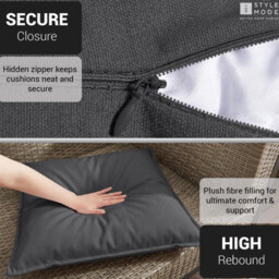 istyle mode 2 Pack Of Indoor & Outdoor Cushion, Waterproof, 45X45Cm (Dark Grey) - thumbnail 4
