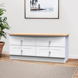 Sussex Ready Assembled Matt White & Oak 4 Drawer Wide Chest (H)502mm (W)1117mm (D)414mm - thumbnail 1