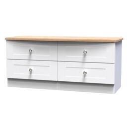 Sussex Ready Assembled Matt White & Oak 4 Drawer Wide Chest (H)502mm (W)1117mm (D)414mm - thumbnail 2