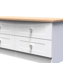 Sussex Ready Assembled Matt White & Oak 4 Drawer Wide Chest (H)502mm (W)1117mm (D)414mm - thumbnail 3