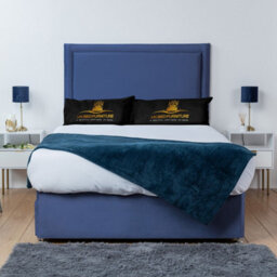 UKBEDFURNITURE Ascot Blue Plush Divan Bed With 2 Foot End Drawers & 26 Inch Headboard - thumbnail 2