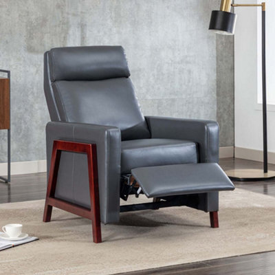 More4Homes Riley Push Back Soft Air Leather Modern Reclining Armchair Accent Home Cinema Recliner Chair (Grey) - image 1