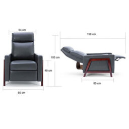 More4Homes Riley Push Back Soft Air Leather Modern Reclining Armchair Accent Home Cinema Recliner Chair (Grey) - thumbnail 9