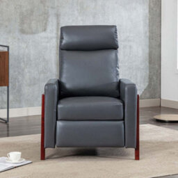 More4Homes Riley Push Back Soft Air Leather Modern Reclining Armchair Accent Home Cinema Recliner Chair (Grey) - thumbnail 8