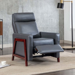 More4Homes Riley Push Back Soft Air Leather Modern Reclining Armchair Accent Home Cinema Recliner Chair (Grey)