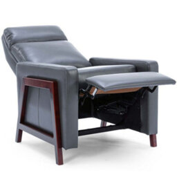 More4Homes Riley Push Back Soft Air Leather Modern Reclining Armchair Accent Home Cinema Recliner Chair (Grey) - thumbnail 4