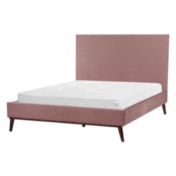 Beliani Bed Velvet Bayonne 140 X 200 Cm (Eu Double) Pink - thumbnail 4