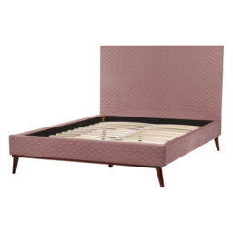 Beliani Bed Velvet Bayonne 140 X 200 Cm (Eu Double) Pink - thumbnail 6
