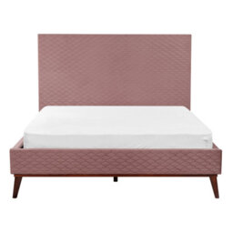 Beliani Bed Velvet Bayonne 140 X 200 Cm (Eu Double) Pink - thumbnail 5