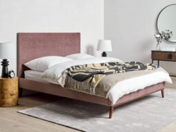 Beliani Bed Velvet Bayonne 140 X 200 Cm (Eu Double) Pink - thumbnail 2