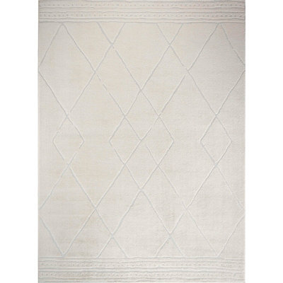 Livabliss Freud-Modern Ivory Off-White High Pile Living Dining Bedroom Rug 200 X 275 Cm Easy Care, Non Shedding - image 1