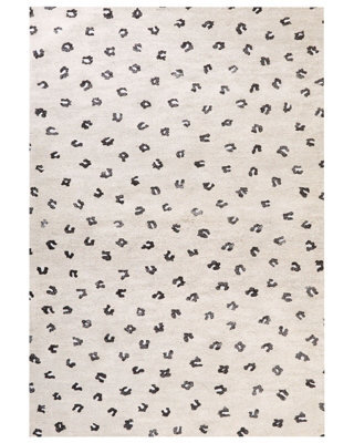 Beliani Beige Cotton Rug 160 X 230 Cm - Low Pile Animal Motif, Modern Rectangular - image 1