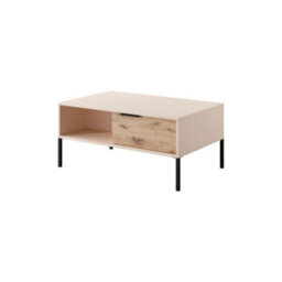 Arte Rave Contemporary Coffee Table 2 Drawers Beige & Oak Viking Effect (H)450mm (W)970mm (D)600mm - thumbnail 1