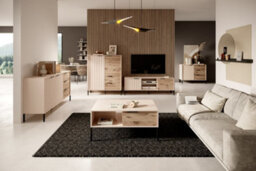 Arte Rave Contemporary Coffee Table 2 Drawers Beige & Oak Viking Effect (H)450mm (W)970mm (D)600mm - thumbnail 6