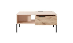 Arte Rave Contemporary Coffee Table 2 Drawers Beige & Oak Viking Effect (H)450mm (W)970mm (D)600mm - thumbnail 4