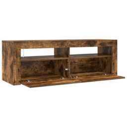 Berkfield Modern Tv Cabinet With Led Lights Smoked Oak 120X35X40 Cm - thumbnail 8