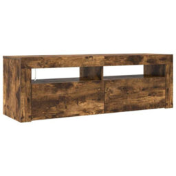 Berkfield Modern Tv Cabinet With Led Lights Smoked Oak 120X35X40 Cm - thumbnail 6
