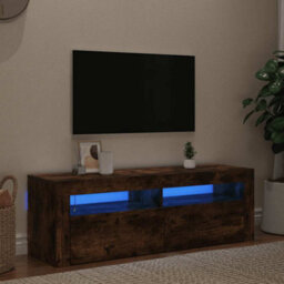 Berkfield Modern Tv Cabinet With Led Lights Smoked Oak 120X35X40 Cm - thumbnail 4