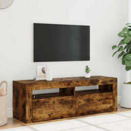 Berkfield Modern Tv Cabinet With Led Lights Smoked Oak 120X35X40 Cm - thumbnail 2
