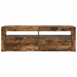 Berkfield Modern Tv Cabinet With Led Lights Smoked Oak 120X35X40 Cm - thumbnail 7