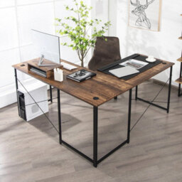 L Shaped Corner Computer Desk Reversible Study Writing Desk Workstation 2 Person - thumbnail 5