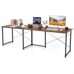 L Shaped Corner Computer Desk Reversible Study Writing Desk Workstation 2 Person - thumbnail 6