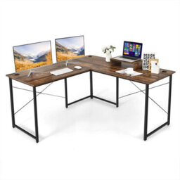 L Shaped Corner Computer Desk Reversible Study Writing Desk Workstation 2 Person - thumbnail 3