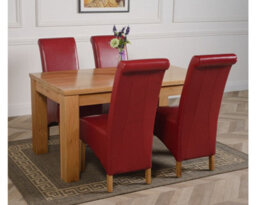 That's Furniture Dakota 152 X 87 Cm Chunky Medium Oak Dining Table And 4 Chairs Dining Set With Montana Burgundy Leather Chairs - thumbnail 2
