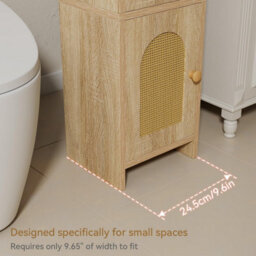 Oira Small Bathroom Storage Cabinet Toilet Paper Storage Holder Floor Cabinet, Rattan Door, With Adjustable Shelves - thumbnail 5