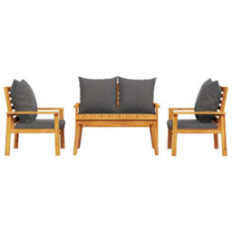Berkfield 4 Piece Garden Lounge Set With Cushions Solid Wood Acacia - thumbnail 3