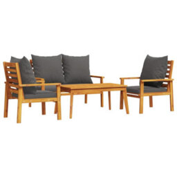 Berkfield 4 Piece Garden Lounge Set With Cushions Solid Wood Acacia - thumbnail 2